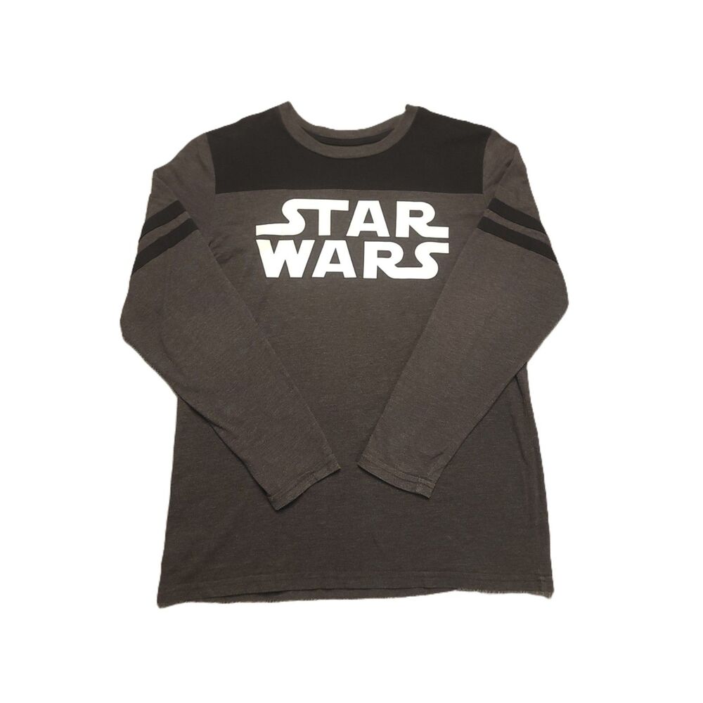 Star Wars Raglan Long Sleeve Graphic T Shirt Womens M Gray Black White Top